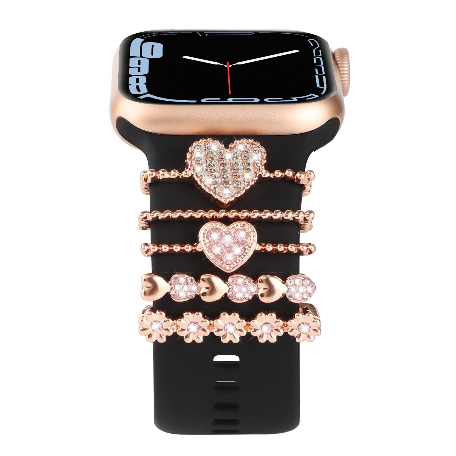 FXLMEITWWatch Band Charms Decorative Rings Loops Compatible with Apple Watch 38mm 40mm 41mm 42mm 44mm 45mm 49mm Metal Slide Watchband Accessories Charm for iWatch Ultra 2 Series 9 8 7 SE 6 5 4 3 2 1