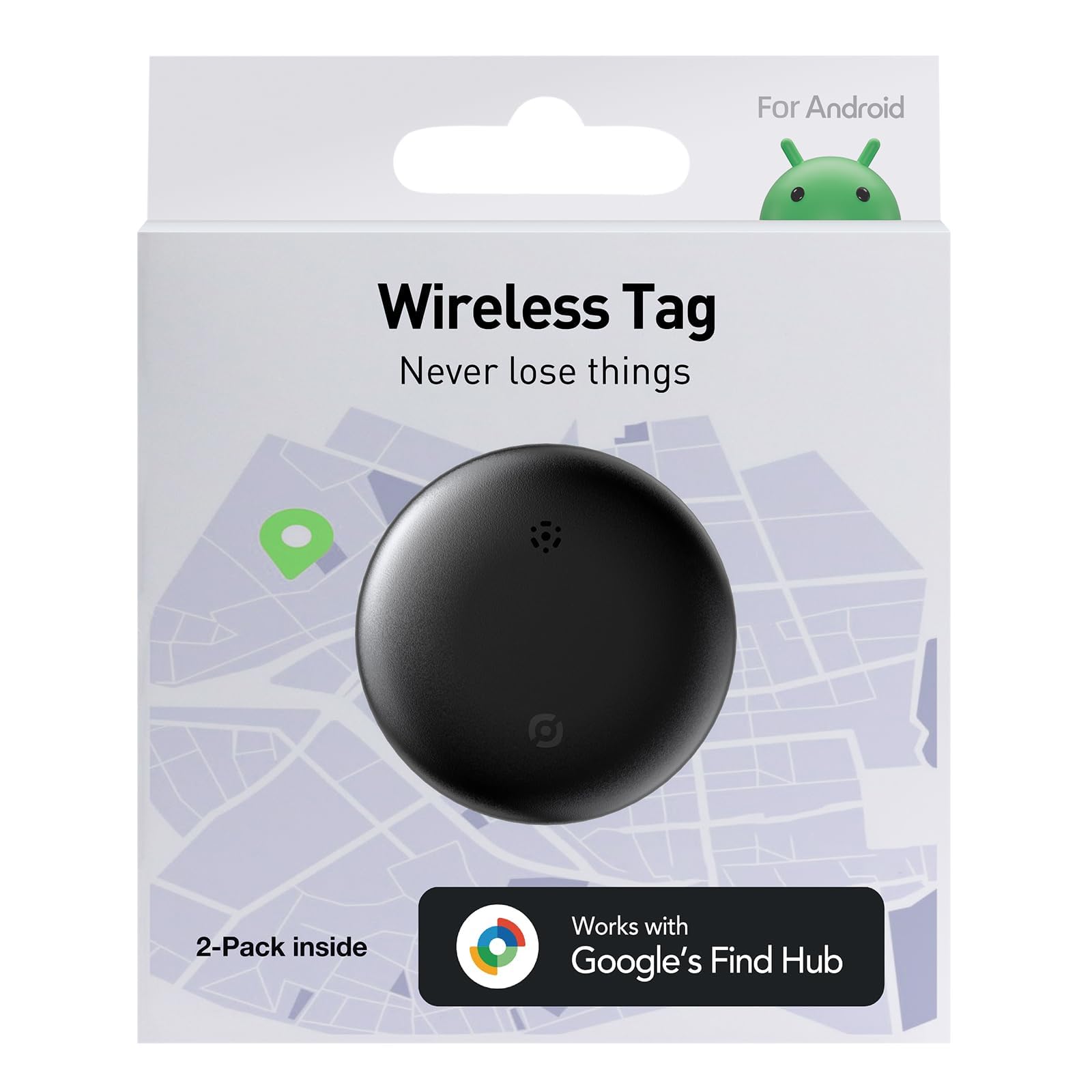 Android Air Tags-2 Pack: Smart Tracker(2025), Works with Google's Find Hub/Find My Device (Android Only) App, Tracker Tag Locator for Keys, Luggage, Satchel, Backpack etc. (Not for Apple Devices)