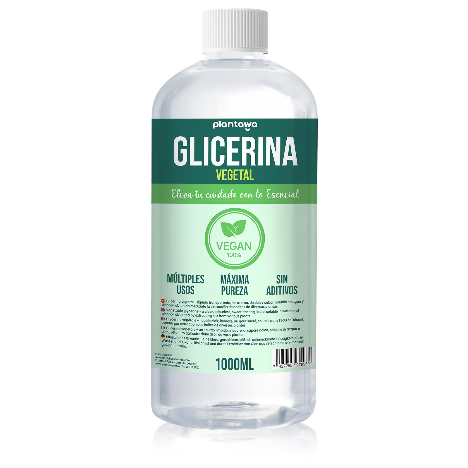 Gliceryna do robienia mydeł 1L, Gliceryna Warzywna, Płynna Gliceryna, Wysoka Czystość, Nawilżanie i nawilżanie Naturalne Włosy i Skóra, Bez zapachu Idealny Mydła, Szampony, Kremy, Farmaceutyczny Klasa USP