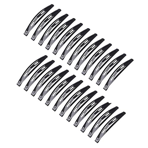 24 Pcs Black Snap Hair Clips Metal for Women Long No-slip Barrettes for Girls Small for Women Makeup Styling Hair Accessories, Hair Clips (2.16 Inch)