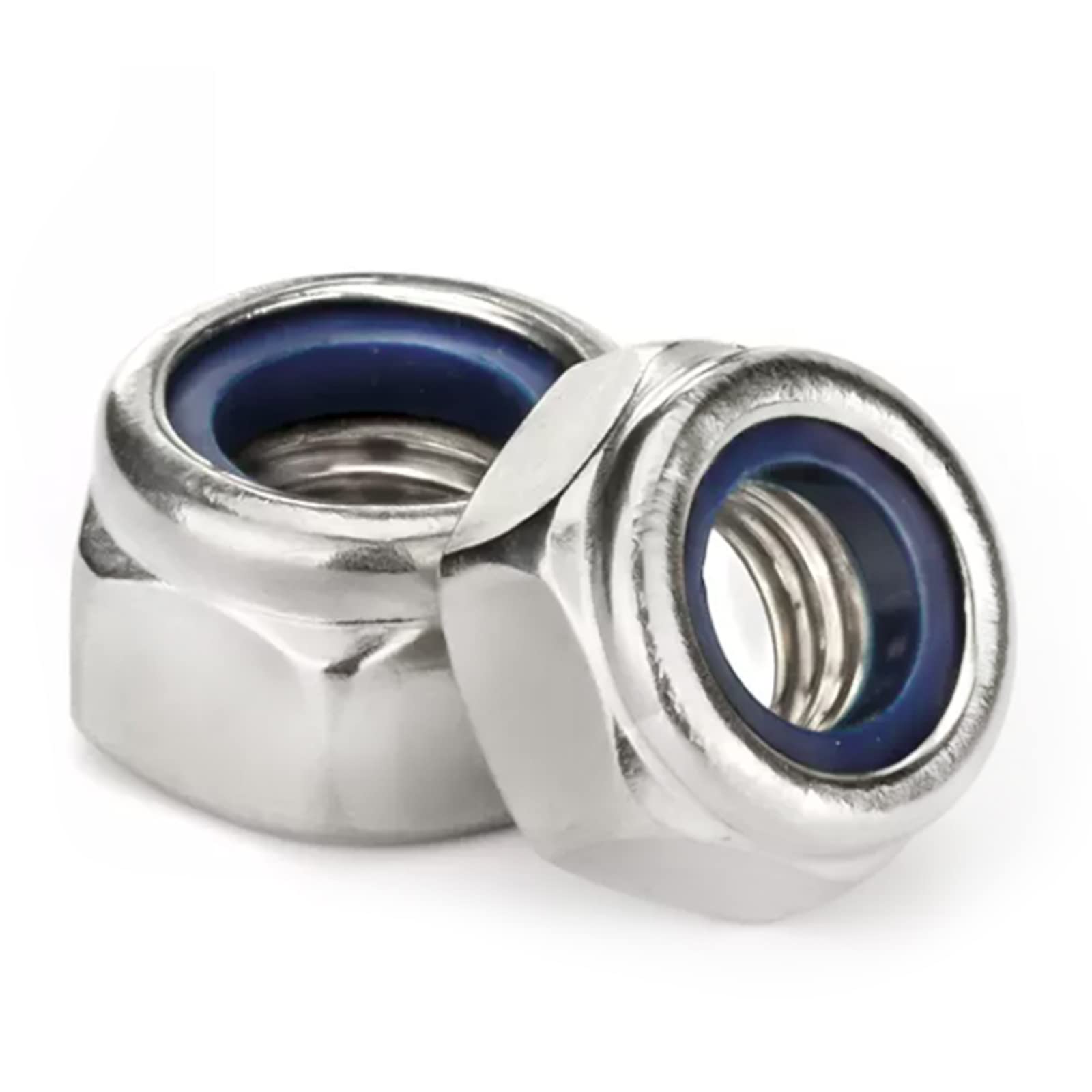 M10 Nylon Insert Lock Nuts, M10-1.5 Nylon Locknuts 304 Stainless Steel 18-8 Lock Nuts, Pack of 10