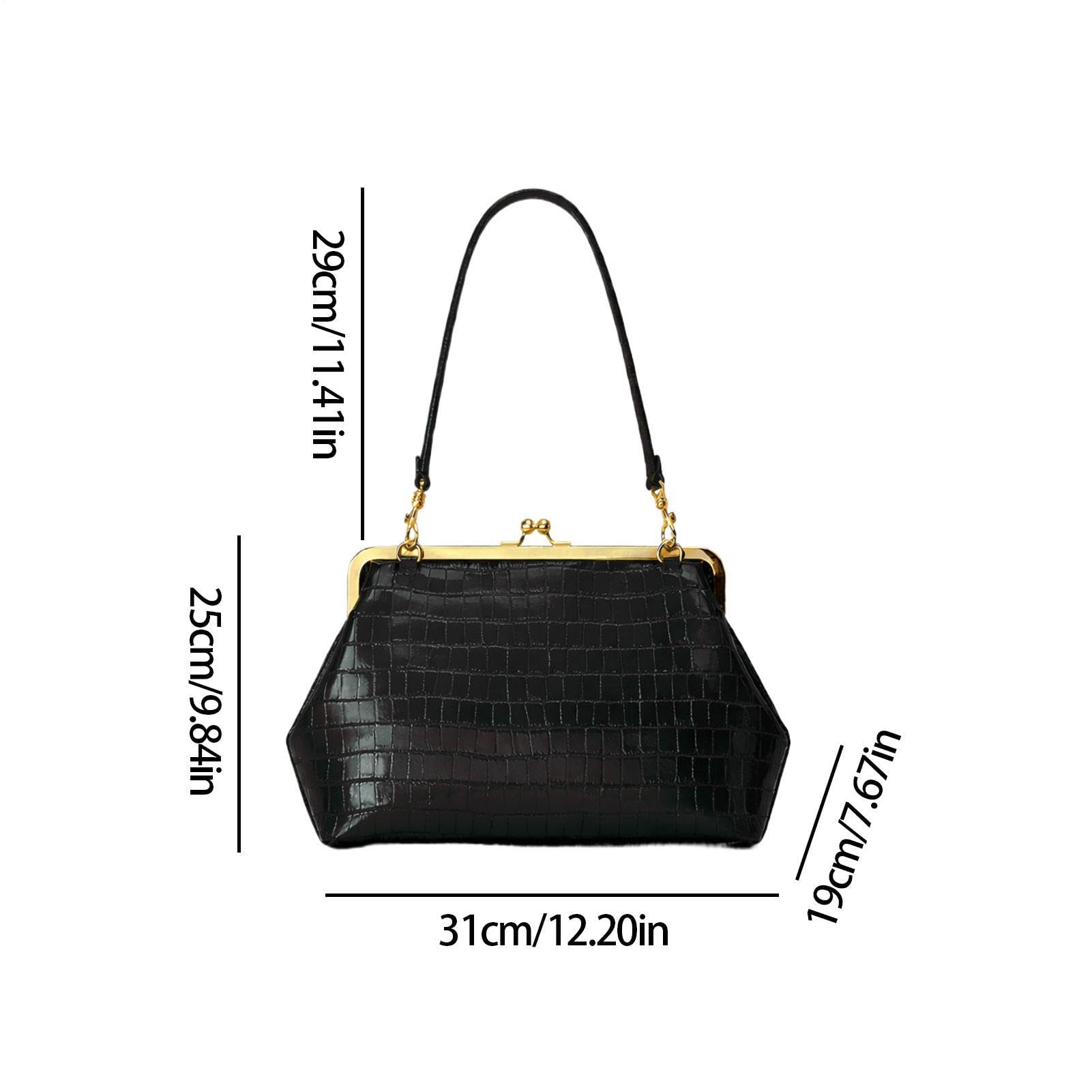 Bolso de mano grande genérico con cierre de beso | Bolso de mano de piel sintética | Bandolera para viajes, ideal para mujeres, trabajo, escuela, compras, viajes, fin de semana y salidas
