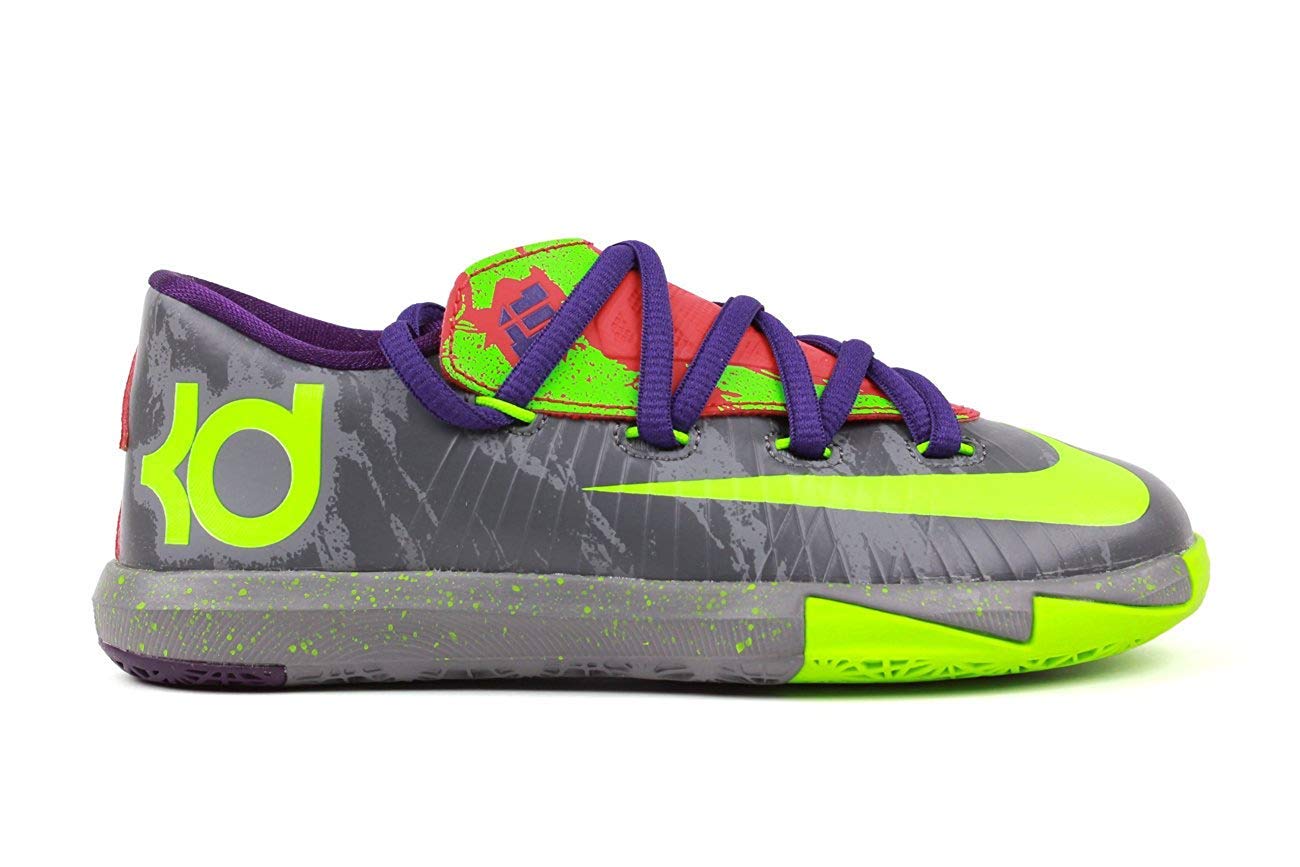 NIKE Kids KD VI PS 599478-004 ClGry-ElctrcGrn-BrghtCrmsn Basketball Sneaker