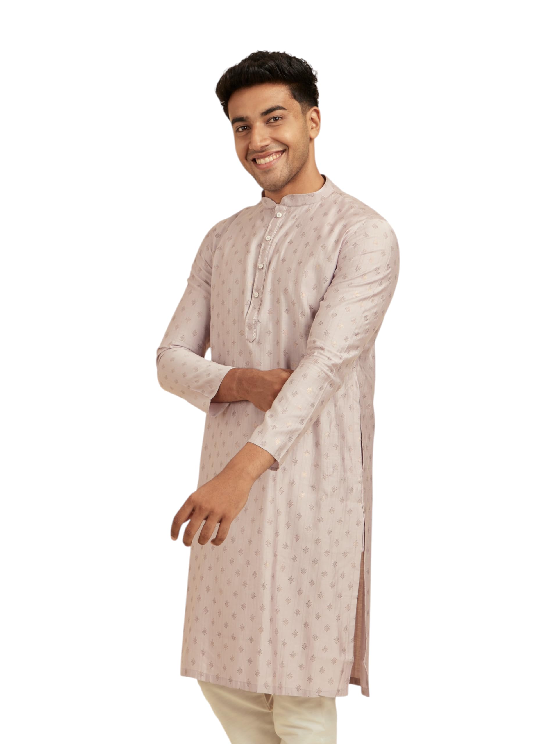 diwas by manyavar Men's Art Silk Buta Prints Kurta (1pc)-picture-30