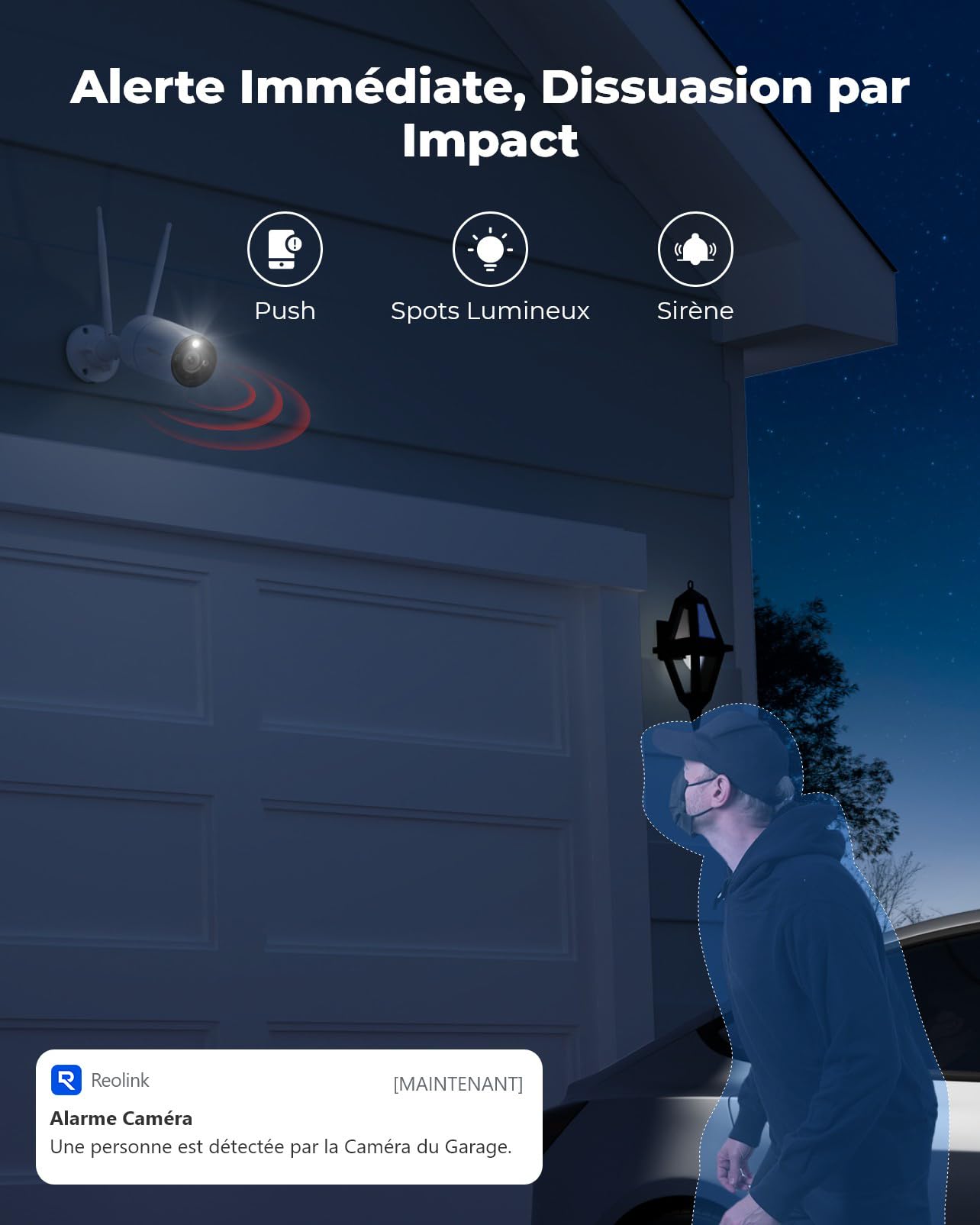 Reolink 4K Wi-Fi 6 Caméra Surveillance Extérieure, Détection Personne/Véhicule/Animal, Caméra IP Filaire 2,4/5 GHz, Vision Nocturne en Couleur, Boîtier Métallique IP67, Audio Bidirectionnel, RLC-810WA