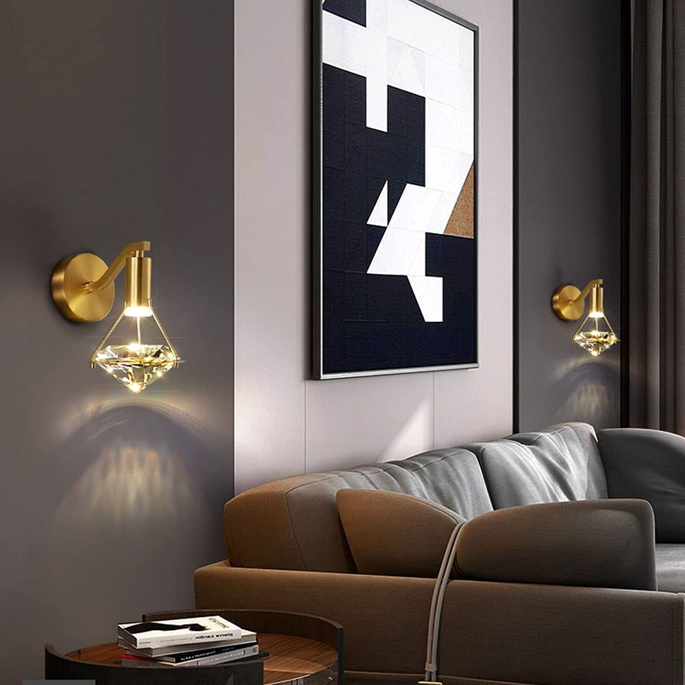Lámpara De Pared con Fondo De Cristal, Iluminación Interior, De Todo Material De Cobre, Se Puede Utilizar En El Pasillo del Pasillo del Balcón De La Sala De Estar Y El Dormitorio, Atenuación De Tres