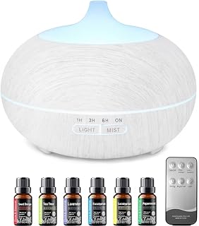 550ml Ultrasonic Aromatherapy Diffuser Cool Mist Humidifier, Remote Control, 7 Color LED Lights & Timer