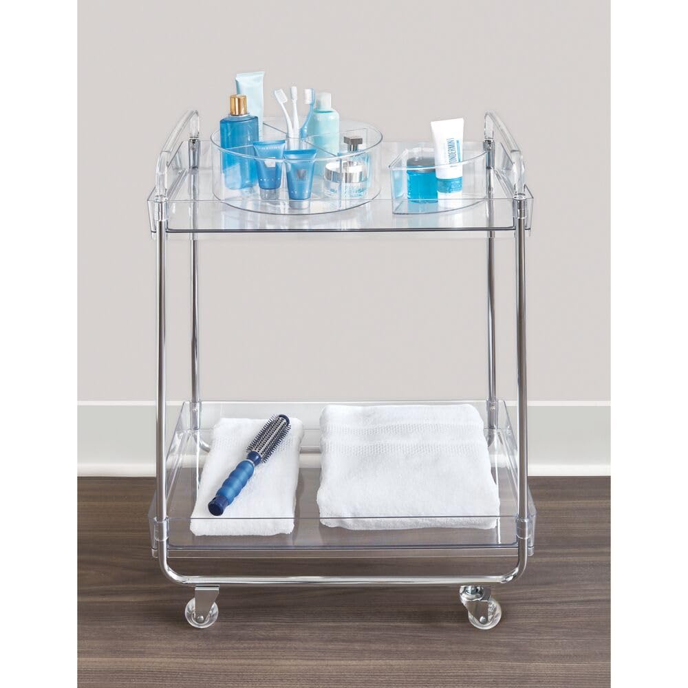 The Home Edit by iDesign Carrello rotante trasparente a 2 ripiani con ruote bloccabili