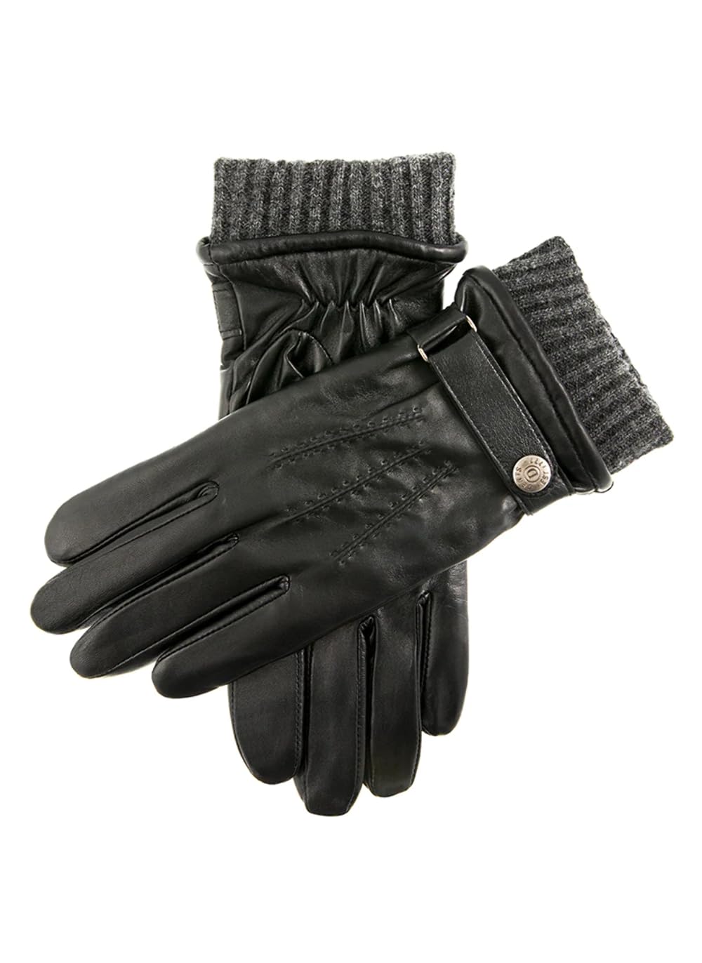 Dents Men's Black Henley Warm Lined Touchscreen Leather Gloves L