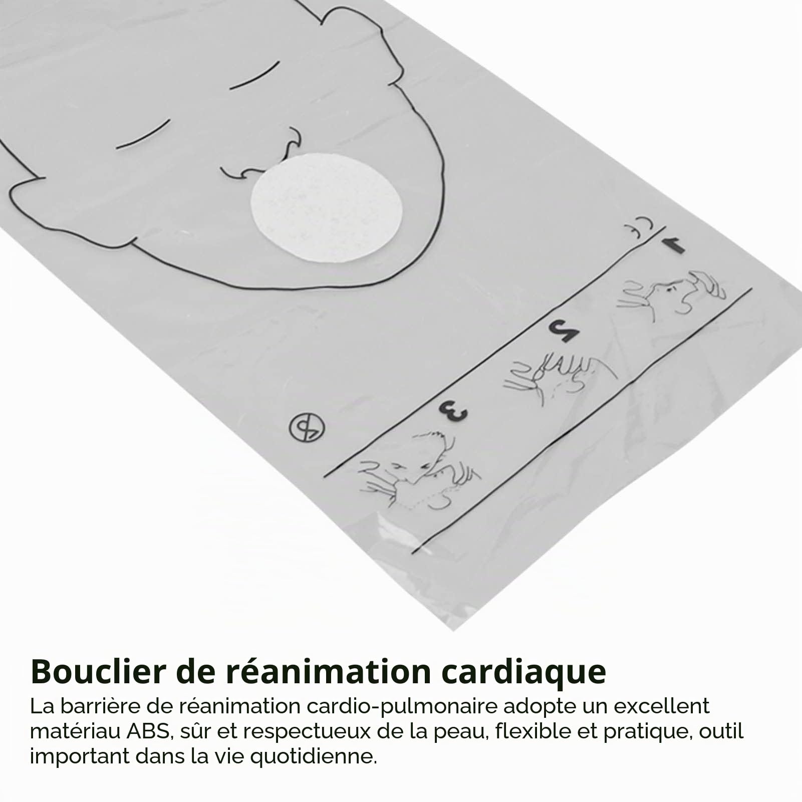 Bouclier Facial de Réanimation Cardiaque, Écran facial pour masque de RCR, 1 rouleau de barrière de réanimation cardio pulmonaire écran facial jetable pour utilisation d'urgence
