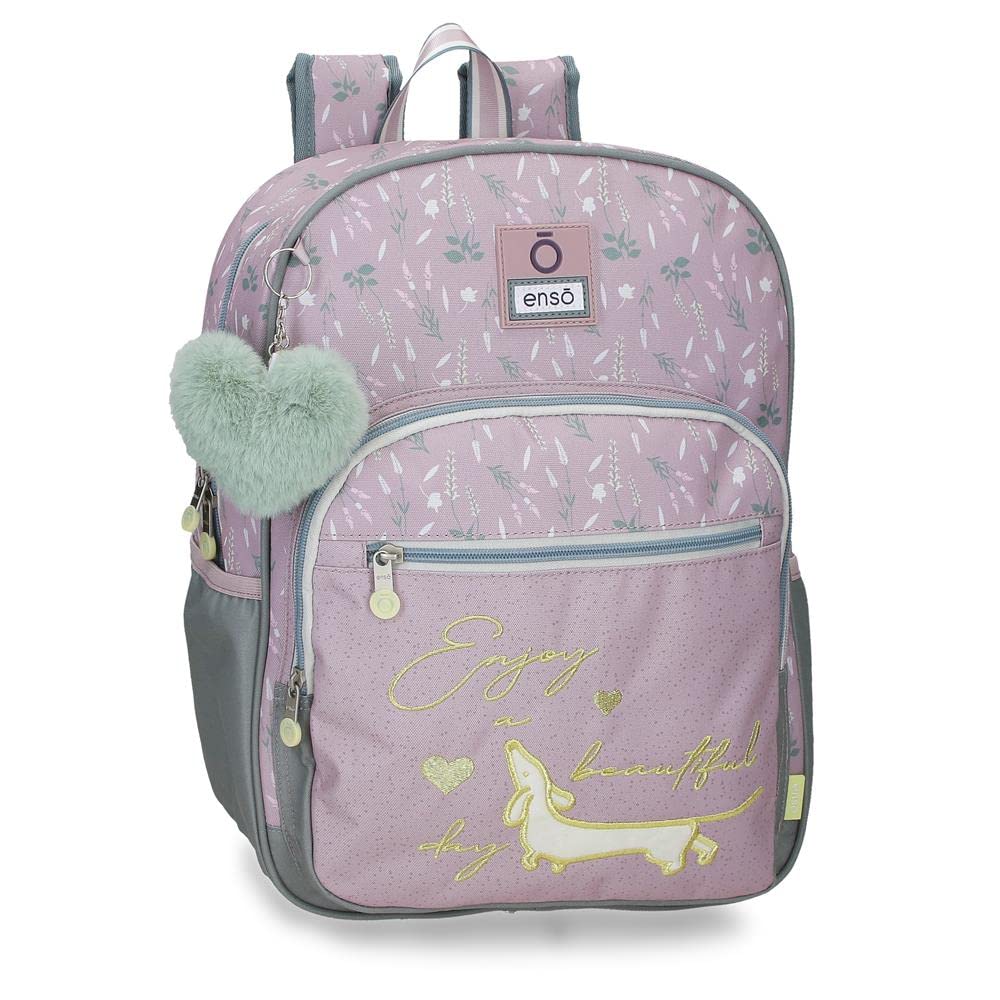 Enso Beautiful day Mochila Escolar Adaptable a Carro Morado 30x38x12 cms Poliéster 13,68L
