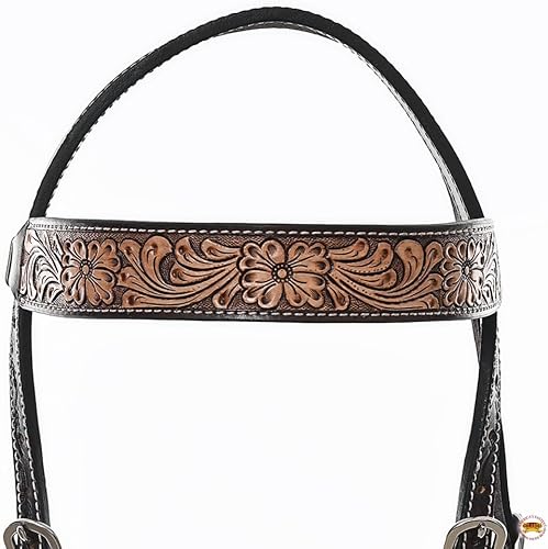 Miniatura 3 de HILASON Western Horse Headstall Breast Collar Set American Leather Floral  Tack for Horses