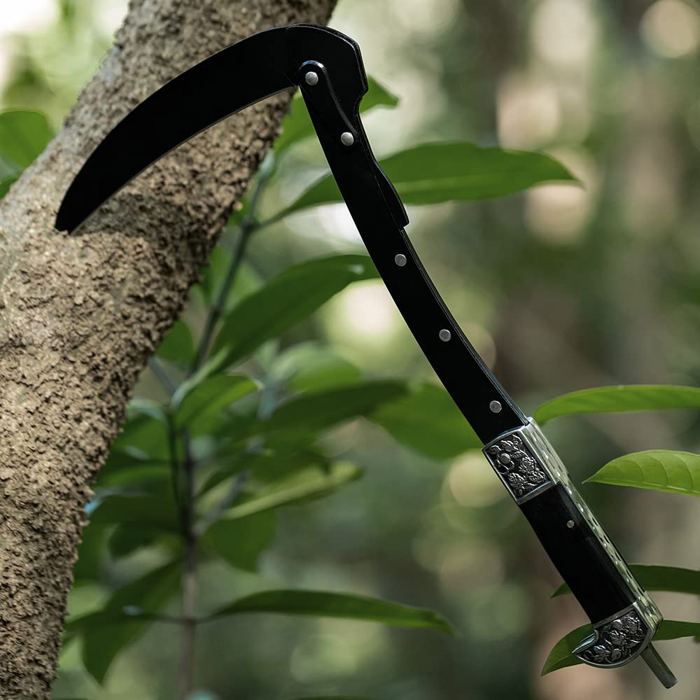Sicherheit Sharp Gartenarbeit Jäten Faltende Sichel Doppel Retro Bolsters Sense Werkzeug mit Nylonscheide Geschenkbox