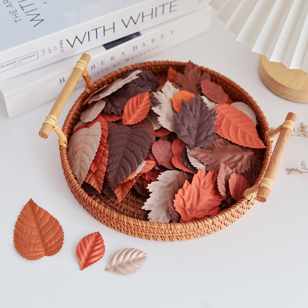 100 pcs Mlberry Paper Leaves Rose Leaves Sunflowers Leaves Hydrangea Leaves Lotus Leaves Scrapbooking Wedding DIY Craft Supplies Card (Mixed Leaves Brown Tone...) - Image 4