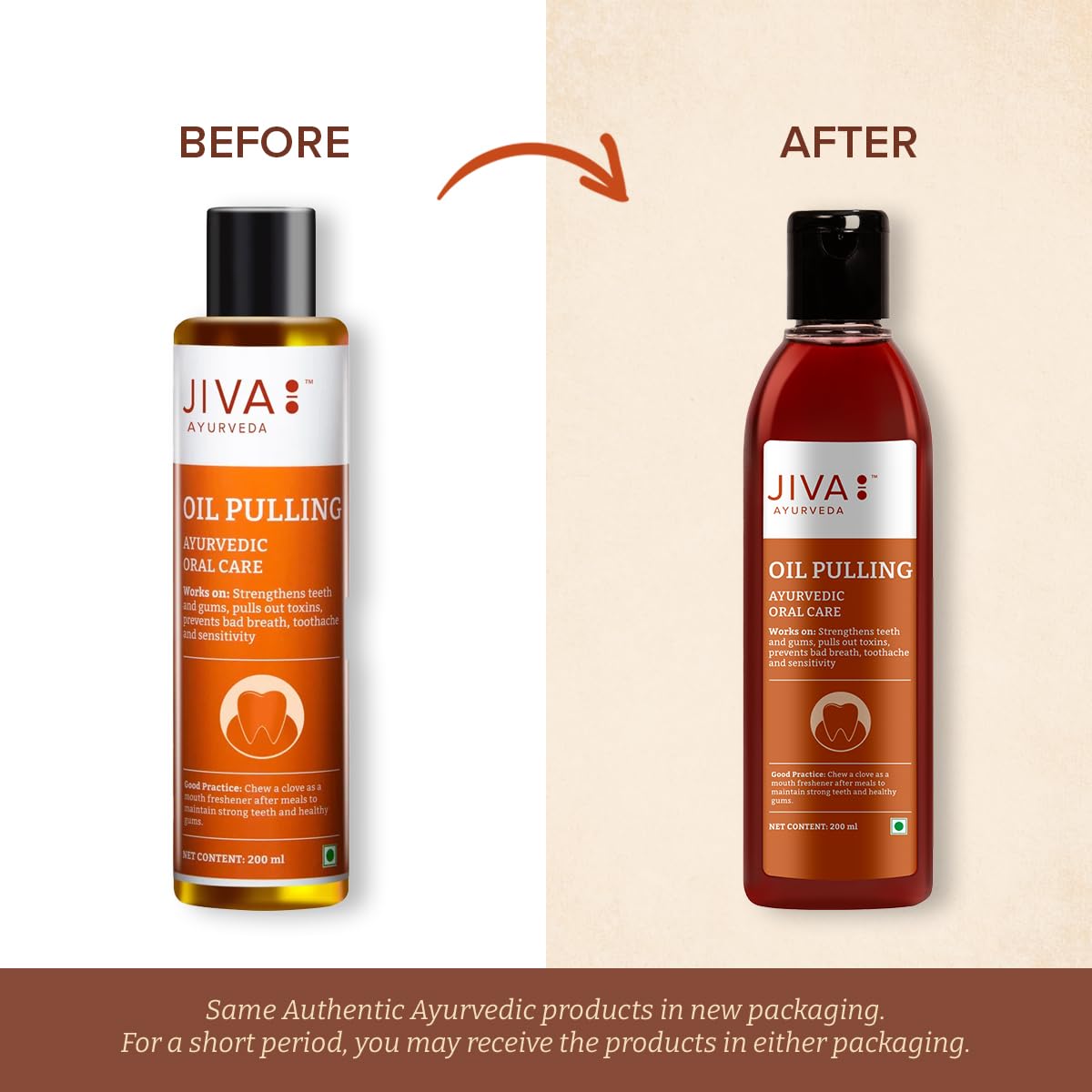 Jiva Oil Pulling 200ml | Ayurvedic Oil For Oil Pulling | Deep Cleanses Mouth & Removes Toxins | Prevent Bad Breath, Alleviates Toothache & Sensitivity (Pack Of 2) 1