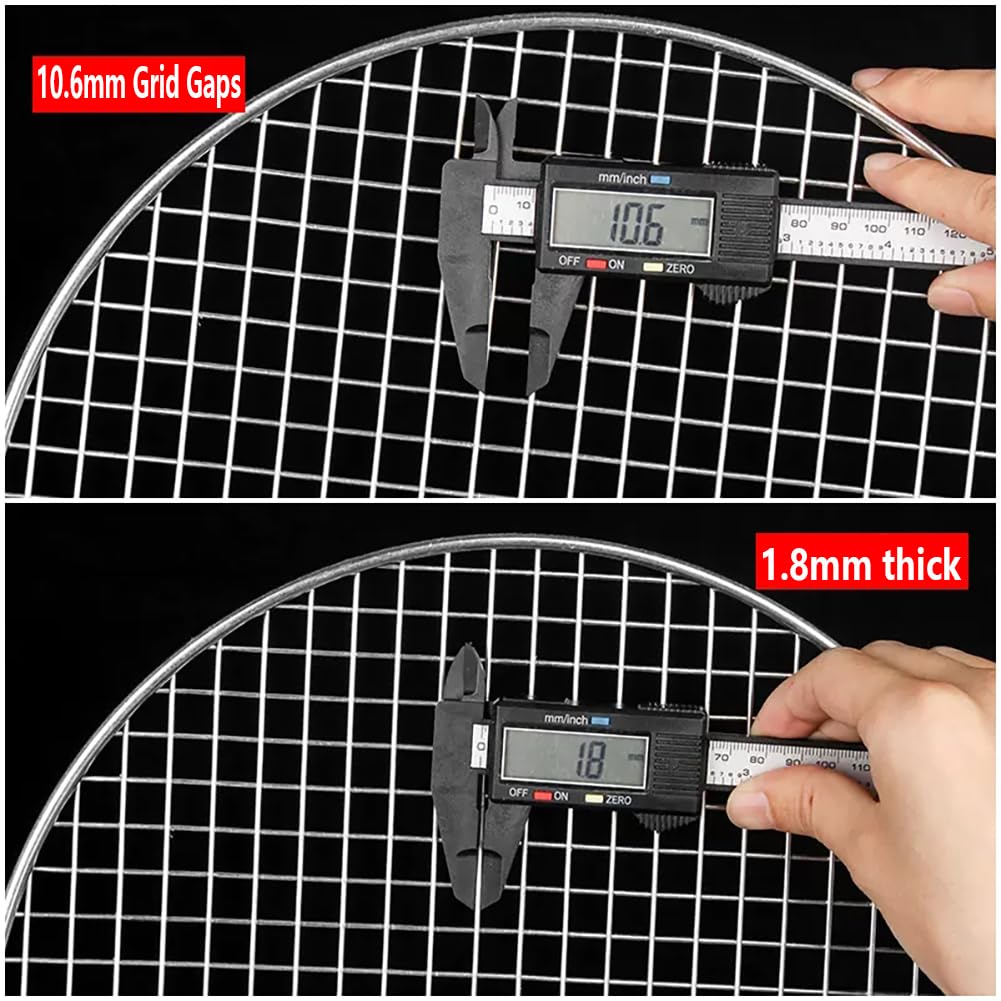 50cm Griglia per Barbecue Rotonda in Acciaio Inossidabile,Griglia per Arrosti,Rete Antiaderente per Barbecue,Picnic per Griglia Portatile per Pesce,Verdure,Gamberetti