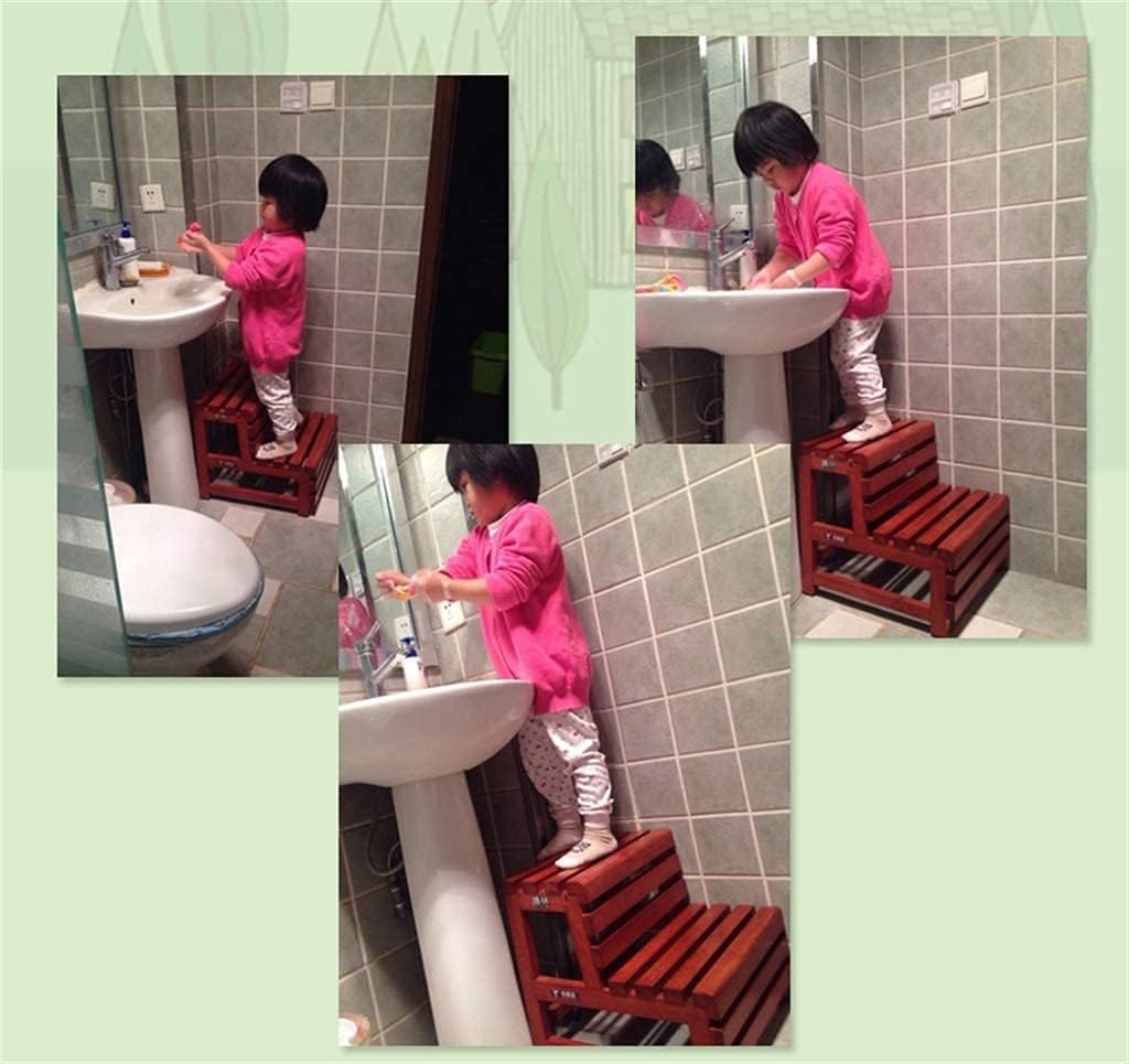 LUNEZY Step Stools Toddler Step Ladders 2 Step | Bed Steps for High Beds for Adults Wood | Standing Shelf Units | Classic Kitchen Helper Stool | Kids' Furniture Step Stool