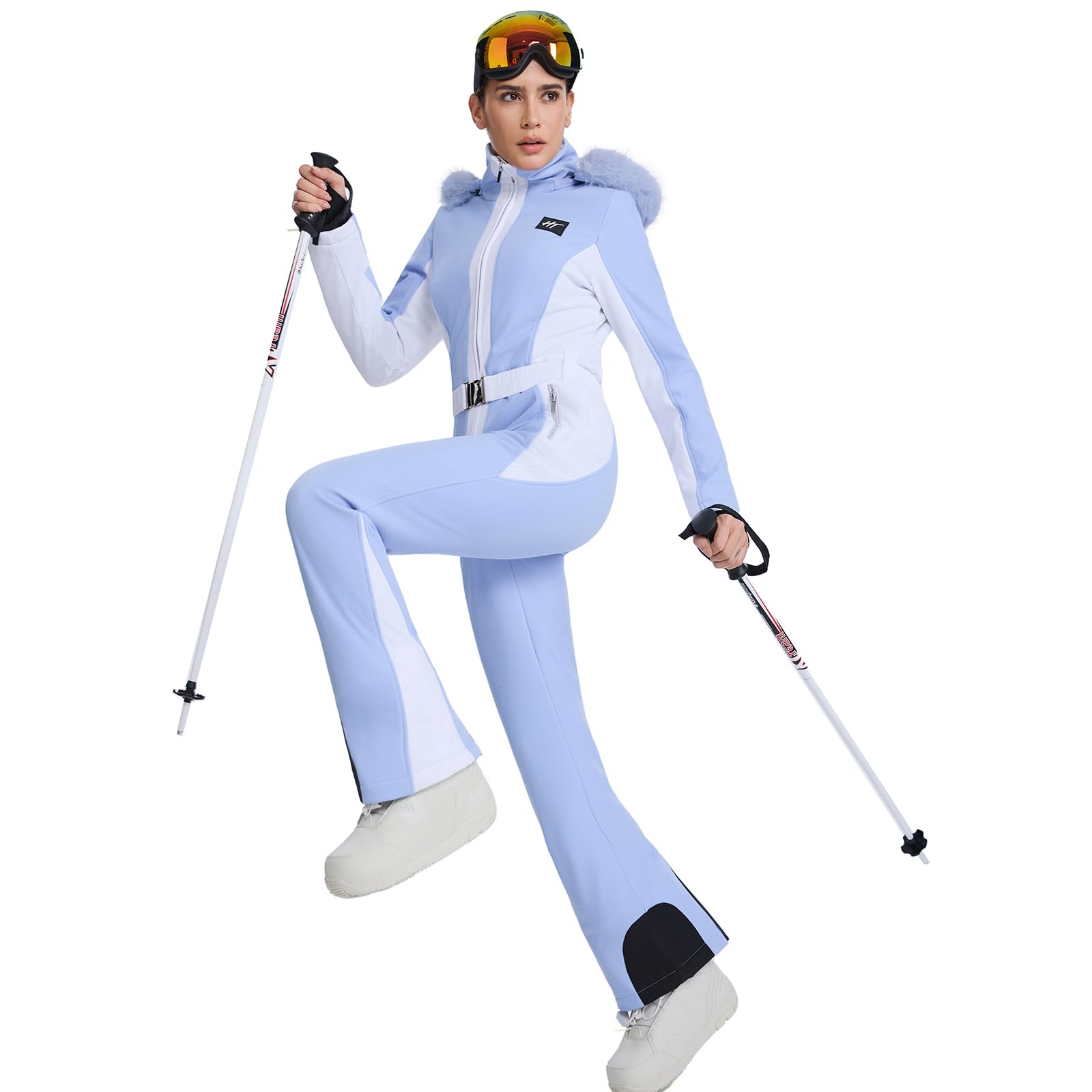 ALSOGO Traje de esquí de una pieza para mujer, mono aislado delgado, impermeable, a prueba de viento, snowboard de invierno para deportes al aire libre