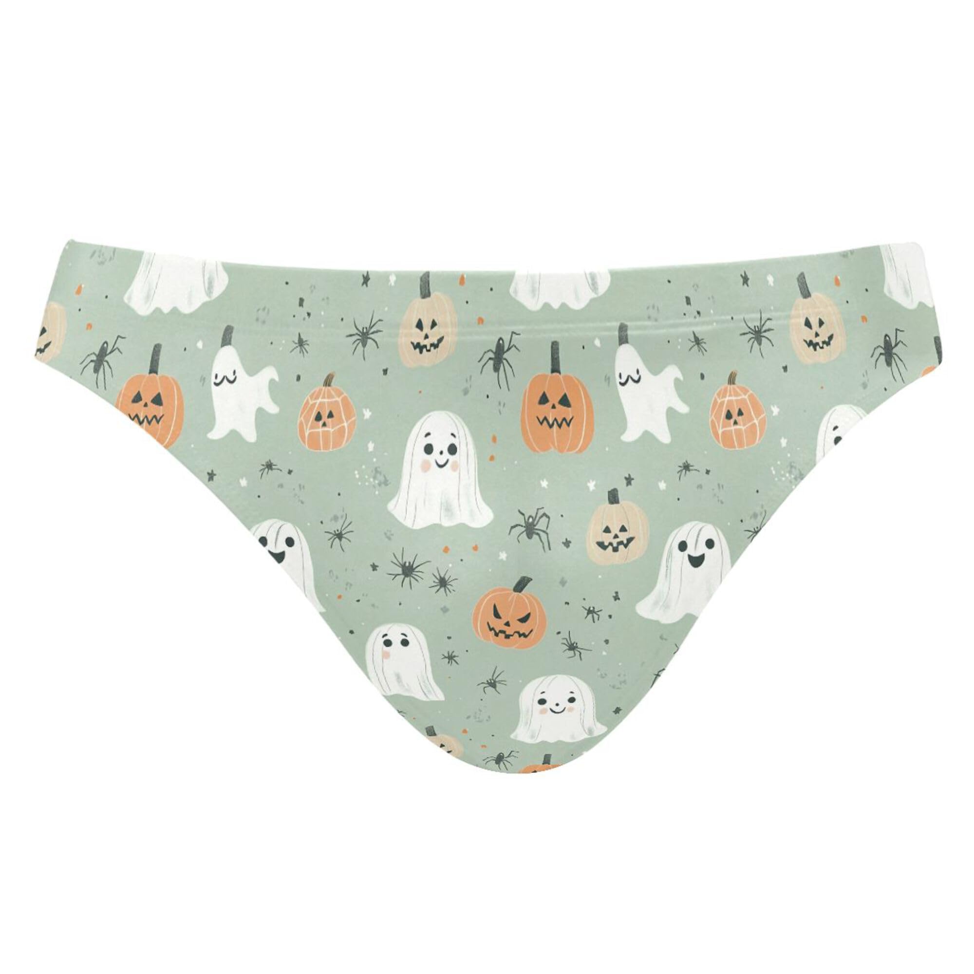 Halloween Ghosts Pumpkin Swim Briefs for Men Swimsuit Bikini Swimwear S B0405048