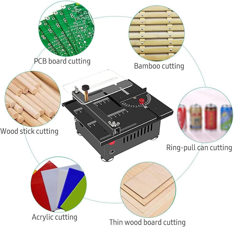 Woodworking Mini Sliding Table Saw Multifunctional Precision Cutting Saw Metal Shell Precision 100w 24v 7 Gears Adjust Cutting Thickness DIY Desktop Circular Saw,TableSaw