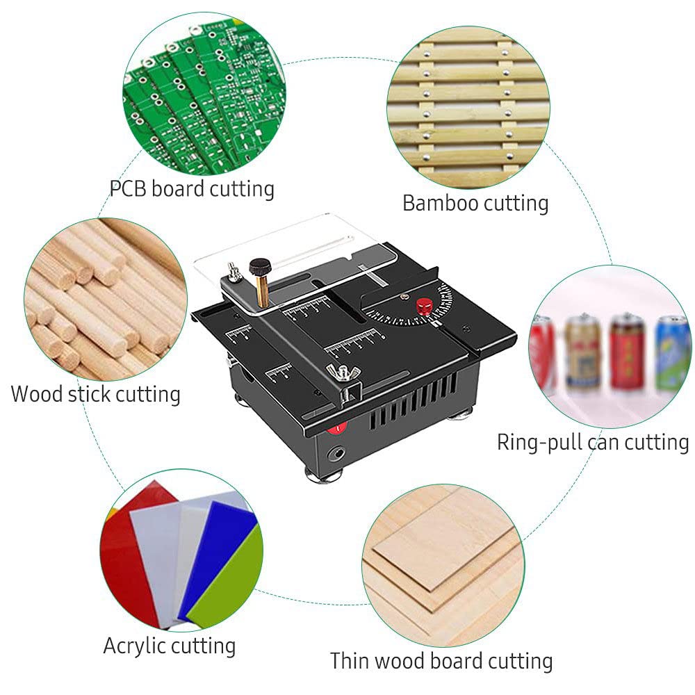 Mini Piła Stołowa Do Obróbki Drewna Wielofunkcyjna Precyzyjna Piła Do Cięcia Metalowa Obudowa Precyzja 100w 24v 7 Biegów Regulacja Grubości Cięcia,TableSaw