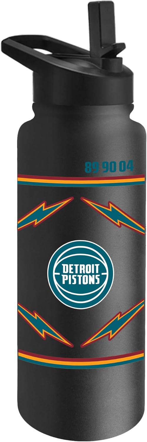 FANMATS NBA City Edition 34 oz Quencher Bottle – All-Over City Edition Design, Double-Wall Insulated to Keep Drinks Cold for Hours, Leak-Proof Lid, Built-In Straw