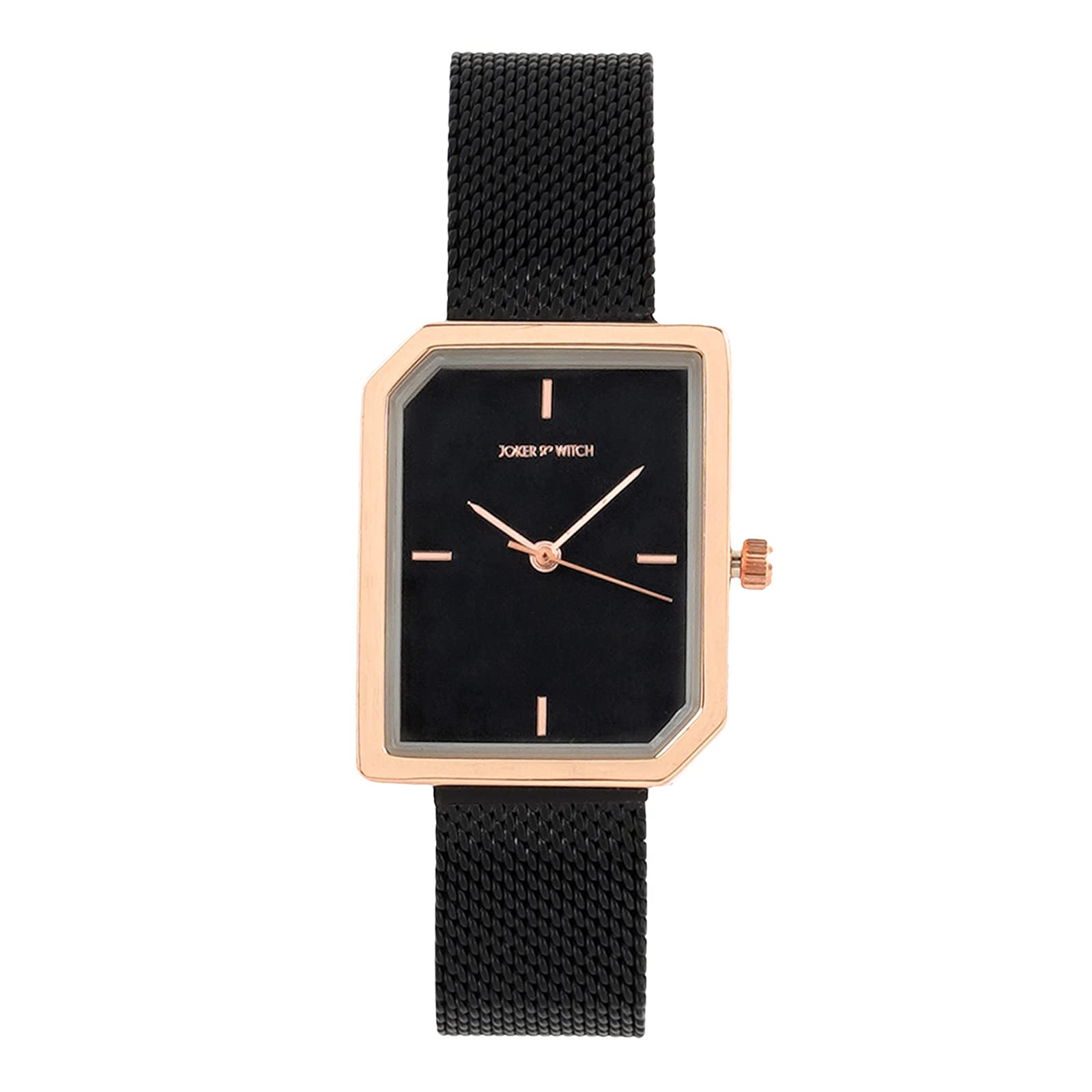 Joker & Witch Edge Black Dial Rose Gold Stainless Steel Mesh Analogue Watch for Women (B0BBFPX9L1) Amazon Price History, Amazon Price Tracker