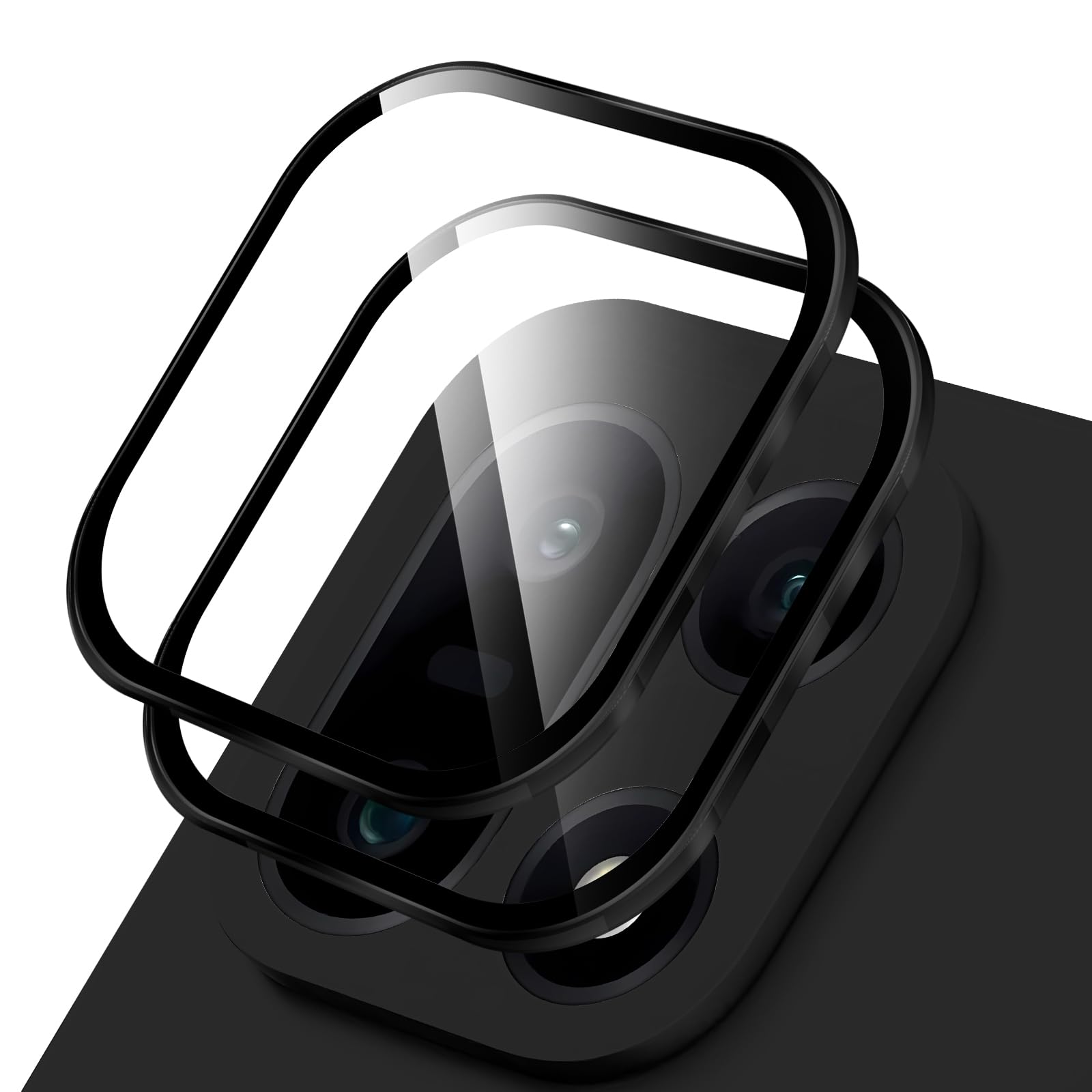 2 Pack Camera Lens Protector for Oneplus 15, HD Invisible Fit Camera Screen Protector, 9H Tempered Glass Camera Cover Screen Protector Metal Ring Accessories (Black)