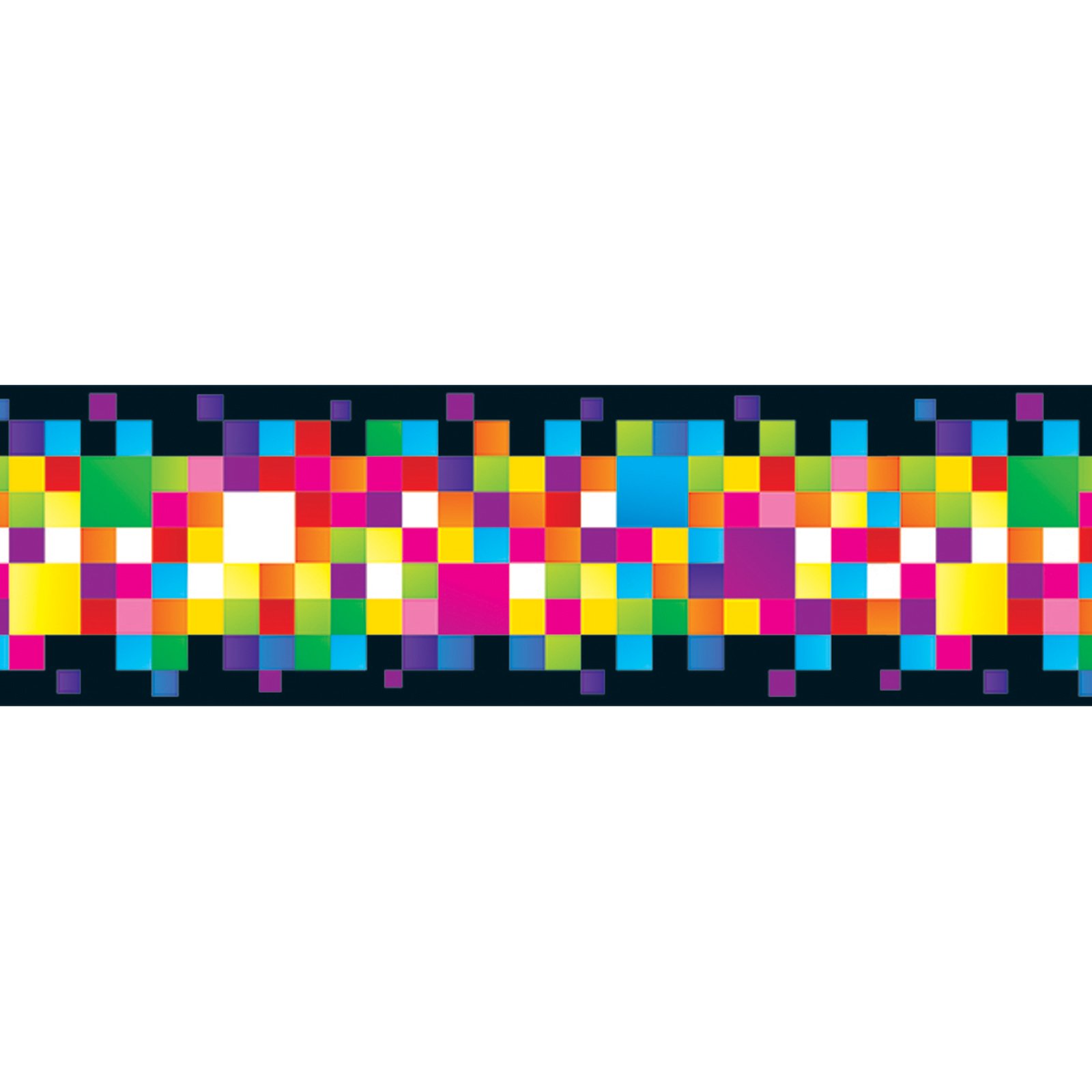 TREND enterprises, Inc. Pixels Bolder Borders; 11 Multicolor cardstock Decorative Strips for classrooms, Game Rooms, Crafts, and More; 2.75" x 39" Long, 35-3/4 feet in Package