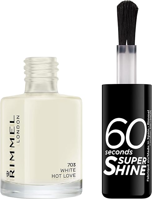Rimmel London 60 Seconds Super Shine Nail Polish, 703 White Hot Love, 8 ml