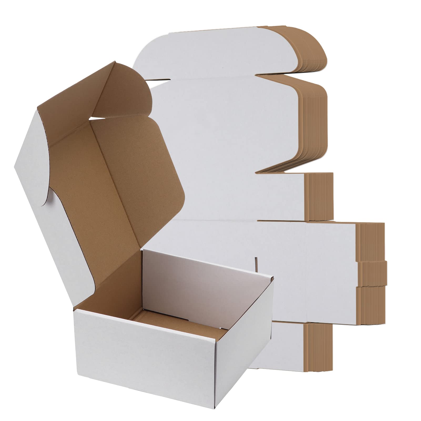 RLAVBL 25 Pack 204x204x102 mm (8x8x4 in) Shipping Boxes White Corrugated Cardboard Box for Packing Mailing