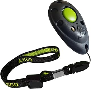 ASCO Premium Clicker, Dog and Cat Clicker for Professional Clicker Training with Stretch Bracelet, Black, ASCO-01PA product image