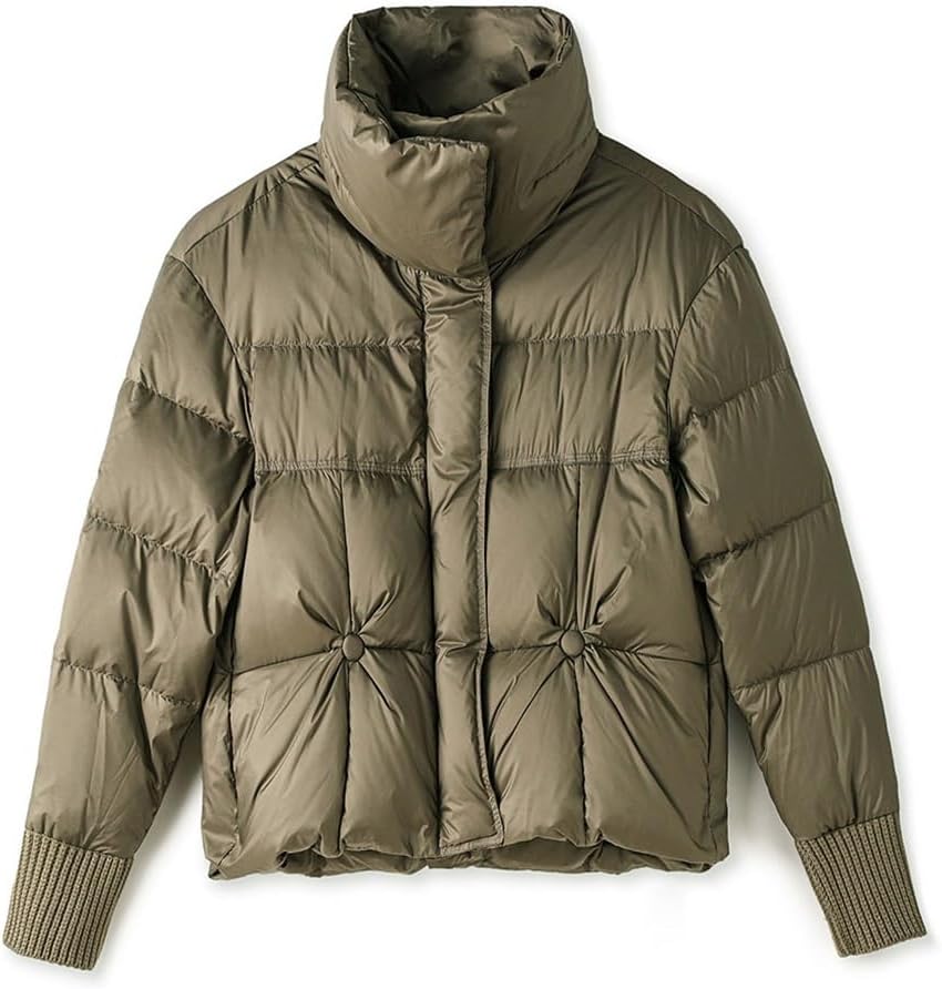 Winter Long-sleeved Hairless Collar Spelling Thick Stick Knit Cold-resistant Short Down Jacket Female