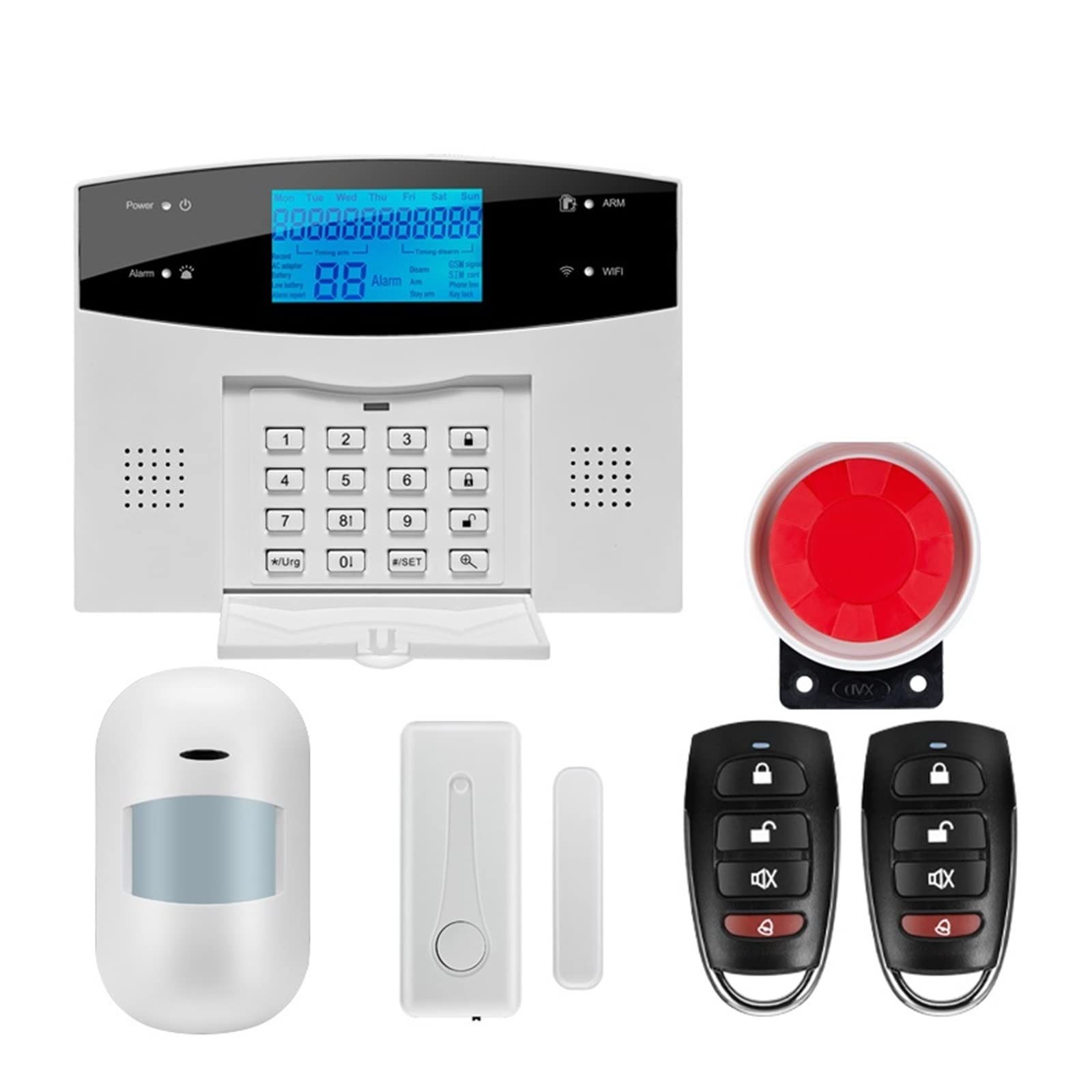 Kit Allarme Casa, Tuya Smart Wifi GSM Remoto tastiera del di allarme di allarme domestico App Controllo con sensore del rivelatore wireless