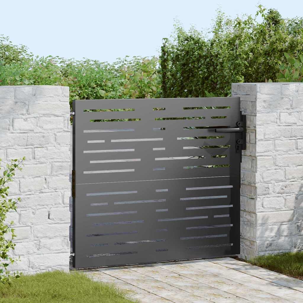 vidaXL Puerta de jardín Negro 85 x 100 cm, diseño Rectangular Moderno, Duradera y Segura