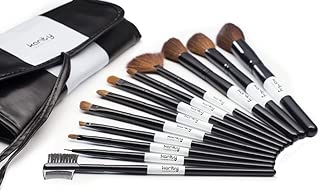 Professional Studio Quality 12 Piece Natural Cosmetic Makeup Brushes Brush Set Kit with Pouch Case Bag - Zebra (Black & White) - coolthings.us
