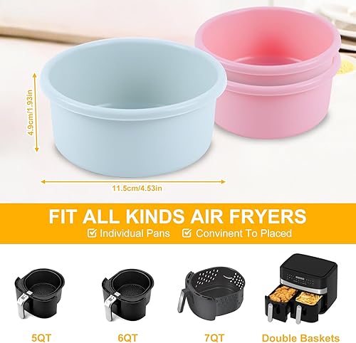 Miniatura 2 de Molde de silicona para freidora de aire, 4 unidades de 4.5 x 2 pulgadas, moldes de silicona antiadherentes reutilizables para huevos, tazas de