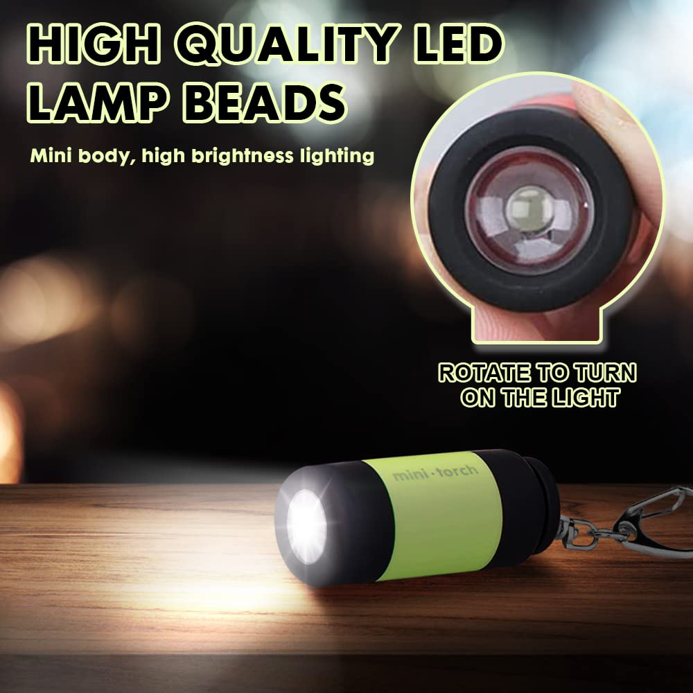 Infreecs 4 stuks Mini LED Zaklamp, Zaklampen voor Kinderen, Zaklamp USB Oplaadbaar, Kleine Zaklampen met Sleutelhanger, Waterdicht Draagbaar voor Outdoor, Camping