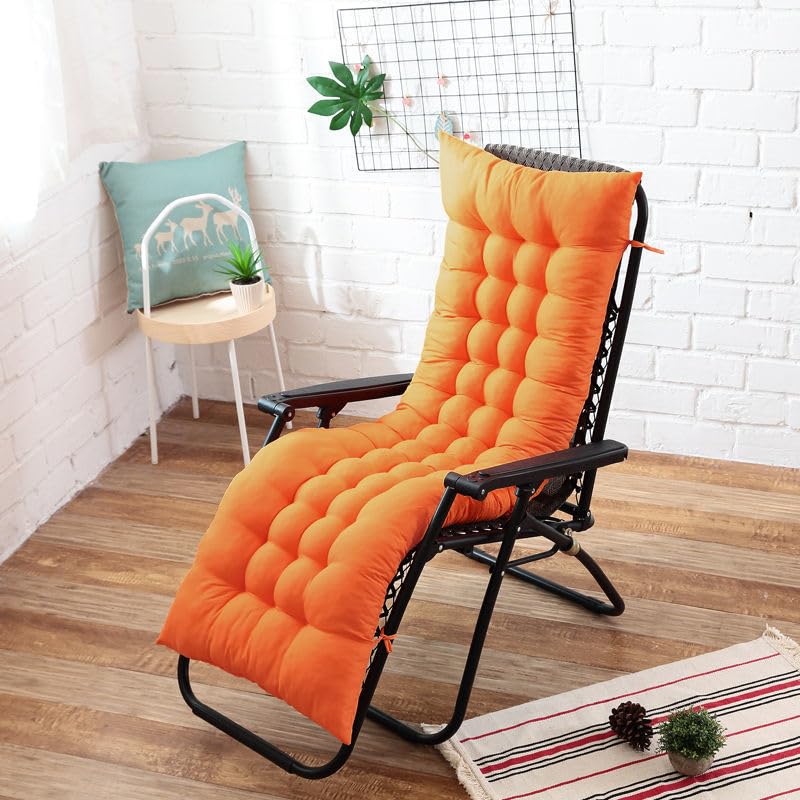 Hixingo Sun Lounger Cushion Replacement, Thick Garden Chair Cushions, Colour Bench Seat Pads with Anti-slip Straps, Rocking Chair Pad for Indoor Outdoor Garden Patio Beach (Orange,150x48cm)