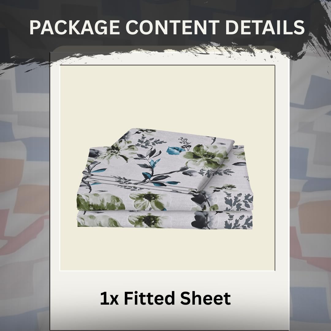 EverSoft Bedding 1PCS Floral Fitted Sheet Small Double Size Extra Deep 35cm Pocket 4ft Soft Breathable Printed Mattress Cover - Image 2