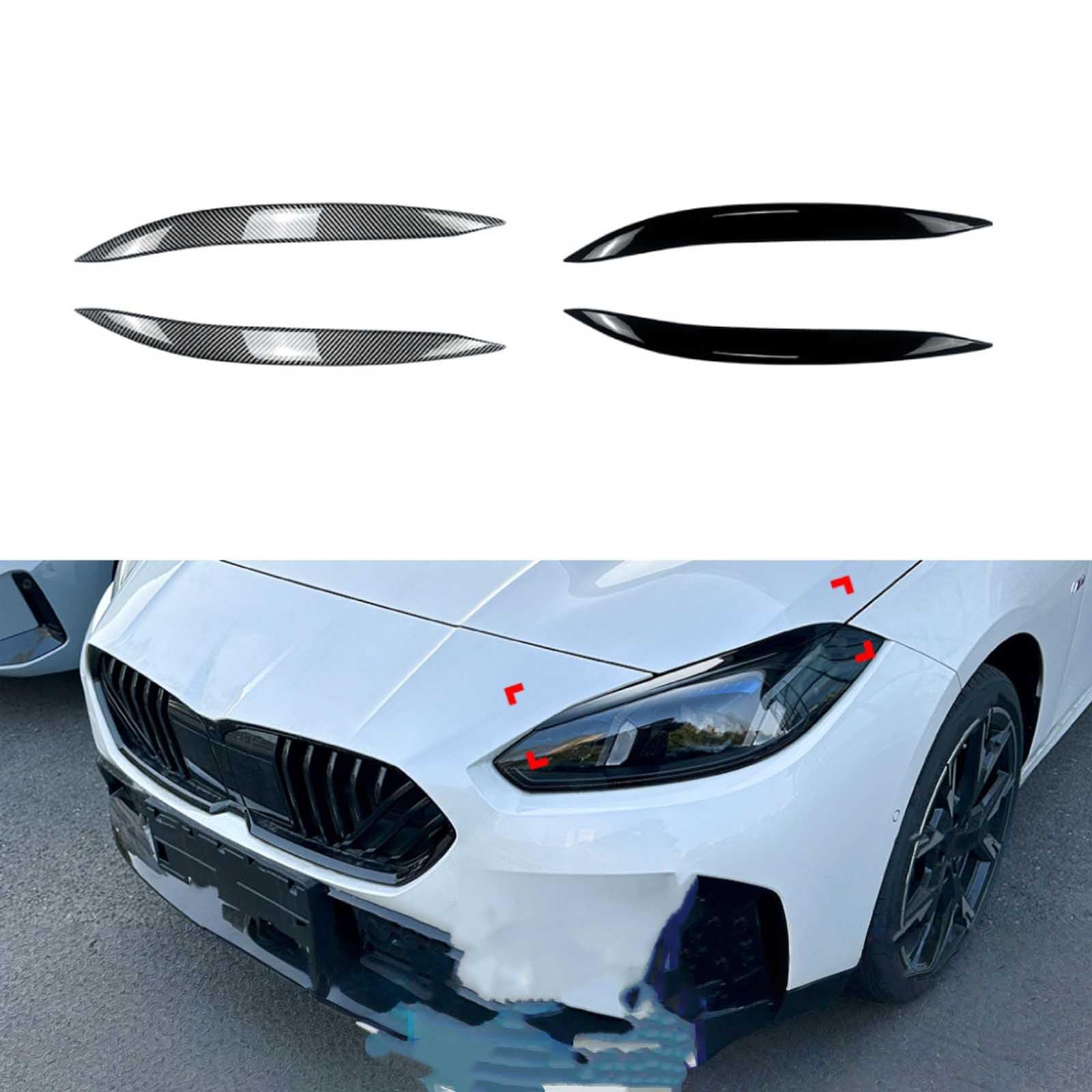 2 Pezzi Palpebre Sopracciglio per BMW 1 Series F70 2 Series F74 2024+, Fari Sopracciglia Sopracciglia Copertura Ciglia Faro Lampada Adesivo,Piano Black