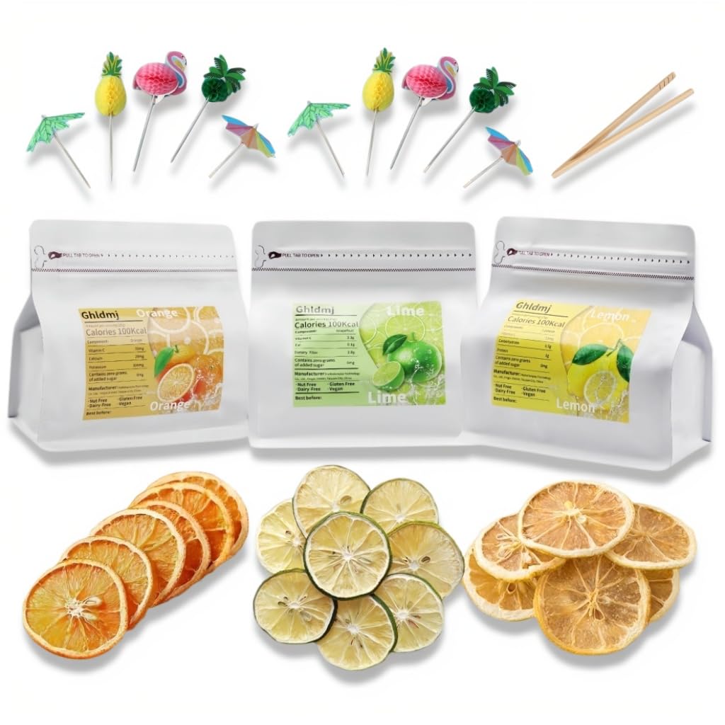 Dehydrated Citrus Slices 3-Pack - Orange, Lemon & Lime For Cocktail Garnish