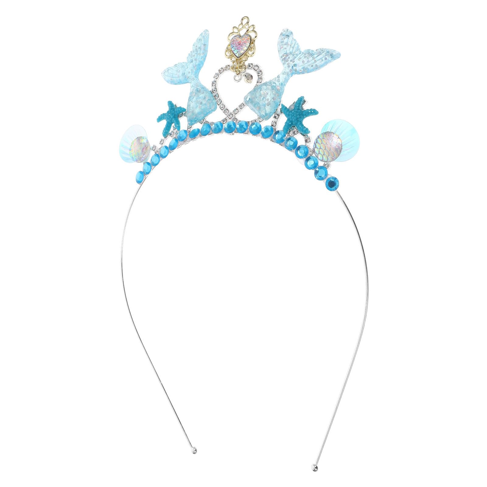 Diadema azul para fiesta infantil con pedrería marina accesorio de pelo 8