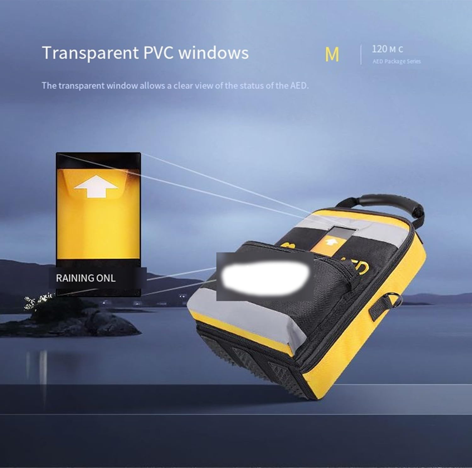 wasserdichte Aufbewahrungstasche mit verstellbarem Gurt und reflektierenden Streifen, zweilagiges Design für AED-Defibrillator und Erste-Hilfe-Ausrüstung beim Outdoor-Sport