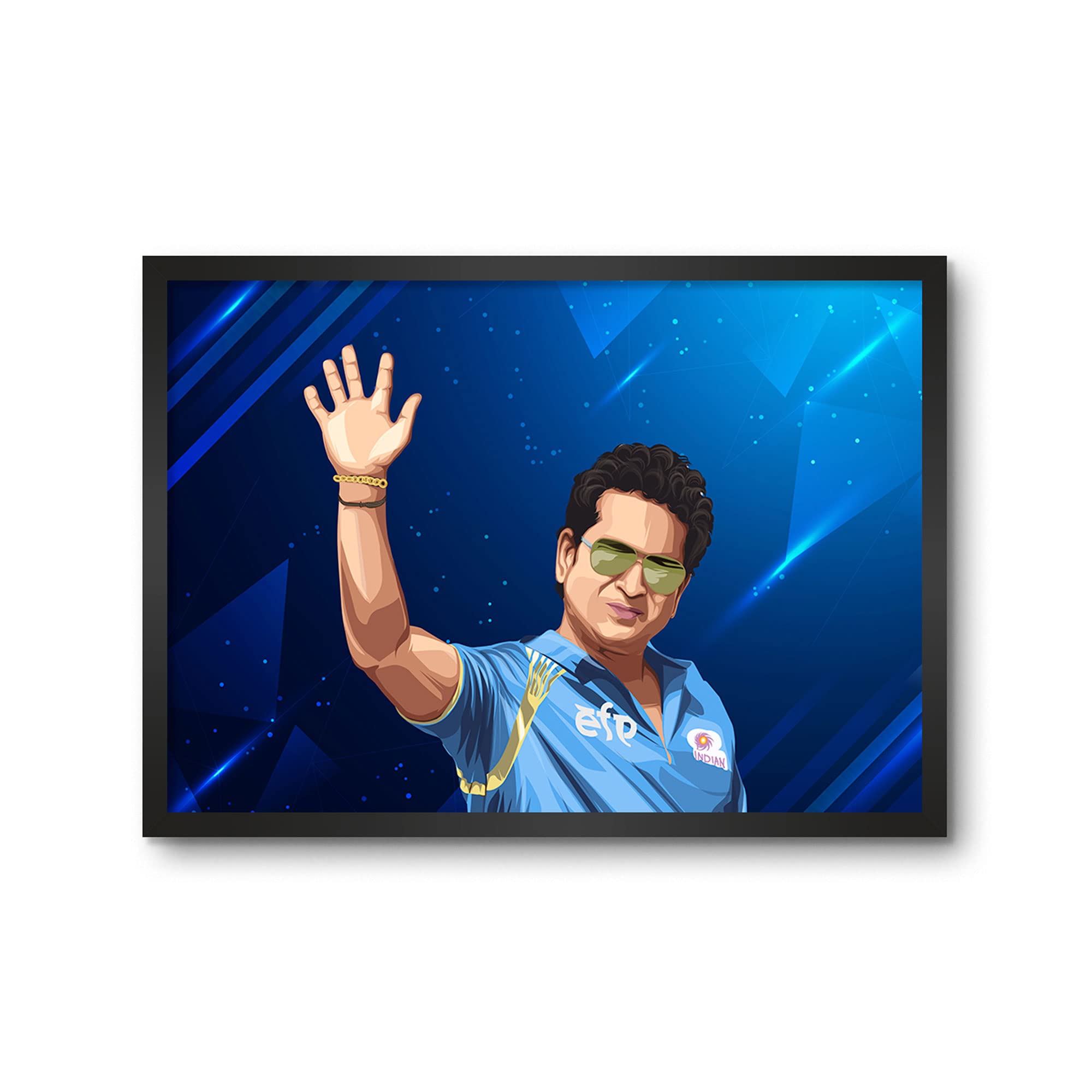 LAMRONLAMRON Sachin Tendulkar Mumbai Indians Wall Decoration Art Framed Poster, 8 Inch x 12 Inch, Matt Laminated Poster with 0.5 Inch Black Wooden Frame