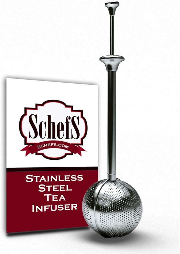 Schefs Premium Tea Infuser - Light Weight Stainless Steel - Large Capacity Ball with Long Spoon Handle