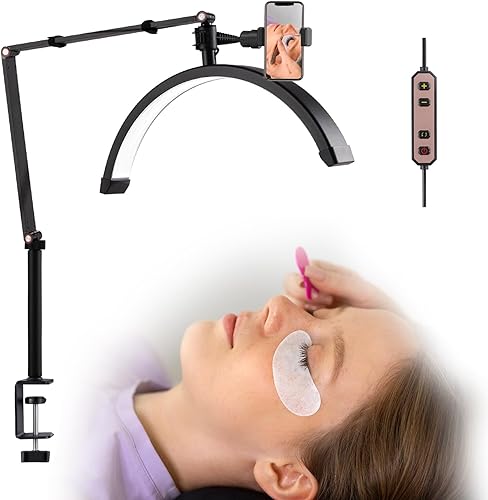Miniatura 1 de Lámpara de luz LED para pestañas, lámpara de esteticista, luz de tatuaje para fotografía, belleza, maquillaje, cejas, lámpara de pie ajustable con