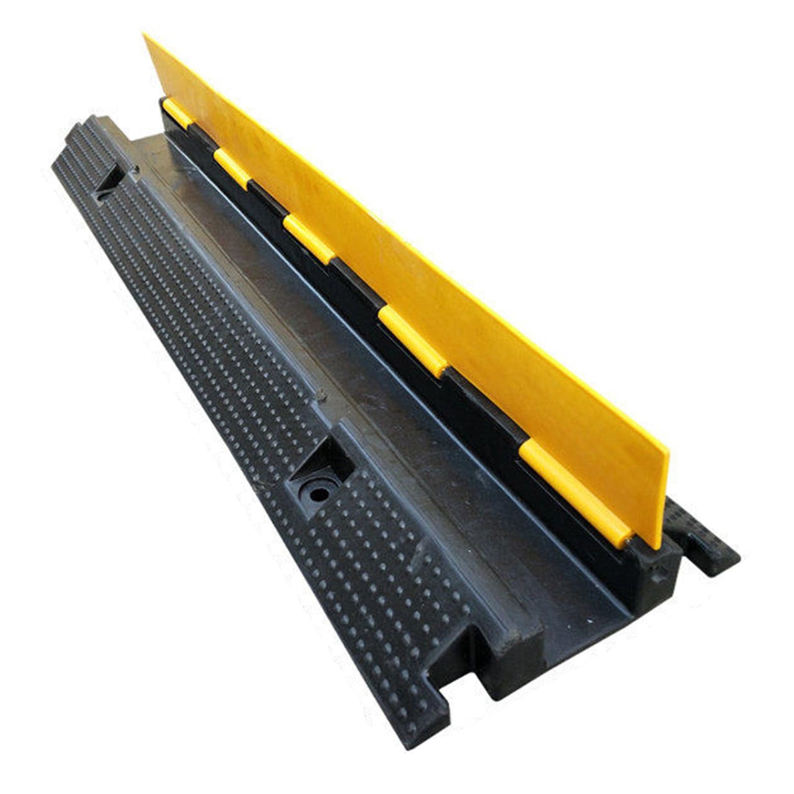 Rubber Cable Protector Ramp – 5-Channel, 22,000 Lbs Load Capacity, Heavy Floor Wire Cover Speed Bump For Indoor/Outdoor Driveways
