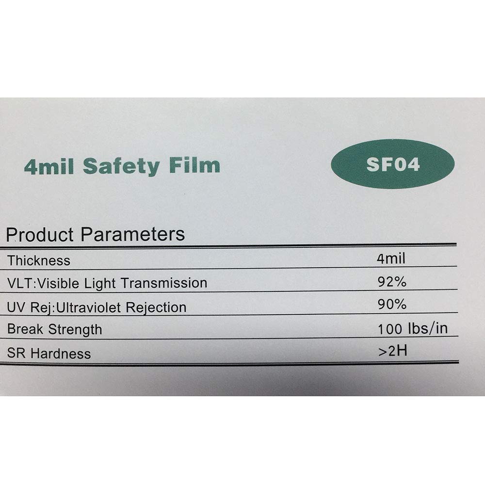 HOHOFILM 4 Mil Clear Vinyl Onbreekbaar Veiligheid Raamfolie Lijm Glas Bescherming Film Raambeveiliging 90cmx500cm Roll HOHOFILM 4 Mil Clear Vinyl Onbreekbaar Veiligheid Raamfolie Lijm Glas Bescherming Film Raambeveiliging 90cmx500cm Roll