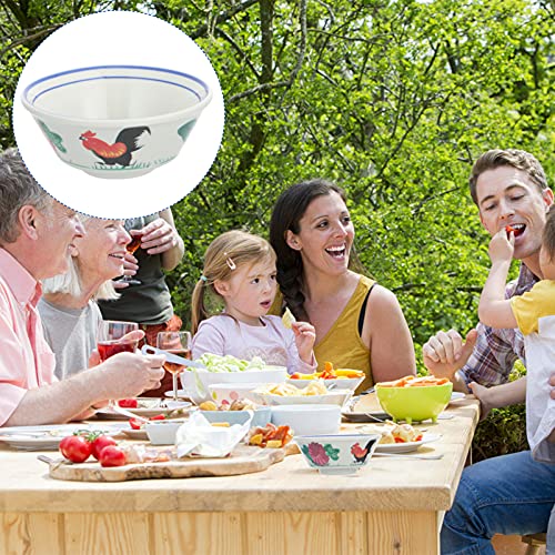 Hemoton Large Decorative Serving Bowl: Melamine Japanese Ramen Noodle Bowl Rooster Printed Farmhouse Soup Bowl Food Salad Bowl Dish Asian Rice Bowl L #TOP7